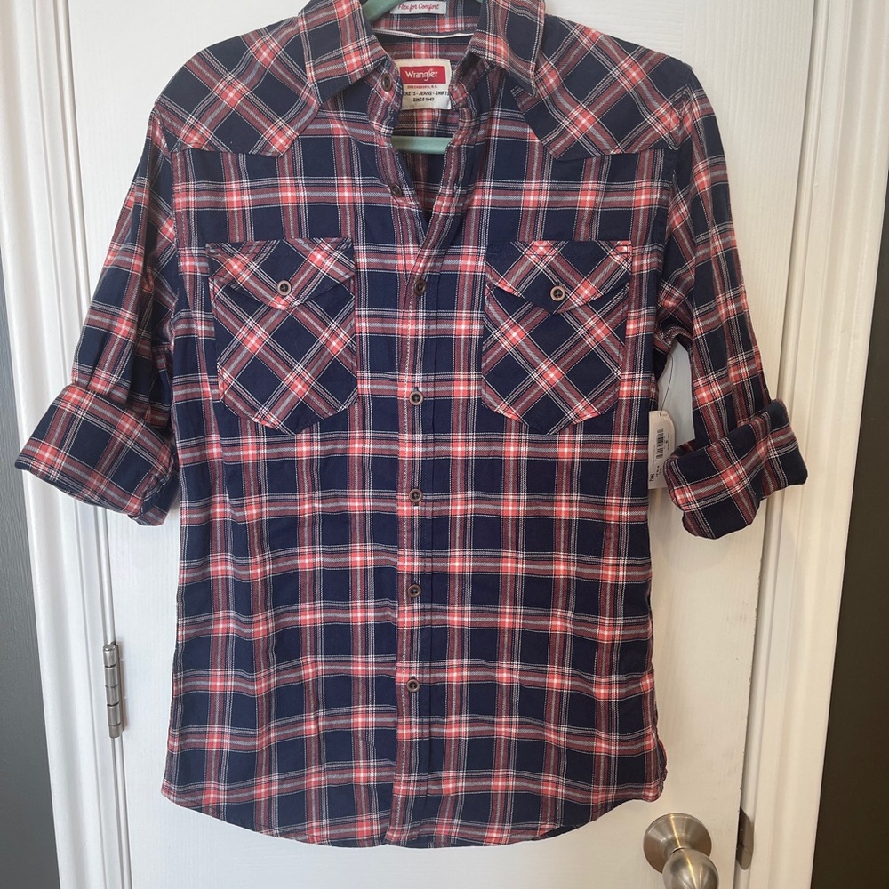 Wrangler Men's Premium Slim Fit Plaid Shirt